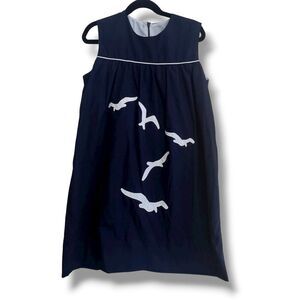 The Beaufort Bonnet Company Navy Blue Seagull Appliqué Sleeveless Dress Size 12